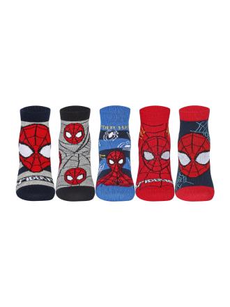 Supersox Disney Spiderman Ankle Length Socks Collection for Kids Pack of 5 (3-4 Years)
