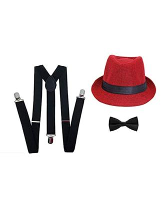 Accery Kids Suspender and Bow Tie Set with Hat