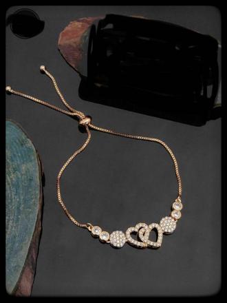 GEERA JEWELLS heart Diamond Gold-plated Bracelet