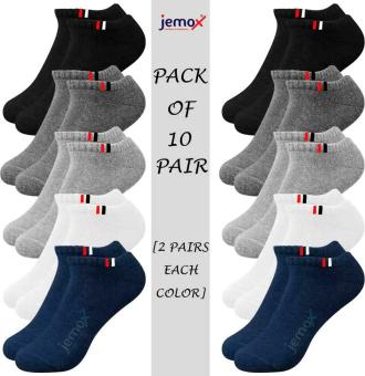 Jemox Men Multicolor Striped Cotton And Polyster Ankle Length Socks - Free (Pack Of 10)