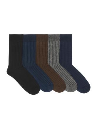 Supersox Men's socks full length Business Formal/Office Wear Hi-Tech Performance Cotton Classic Ribbed Socks Combo Pack of 5 (Premium Italian quality) Color's Black, Grey, Dark Navy, Brown, Navy