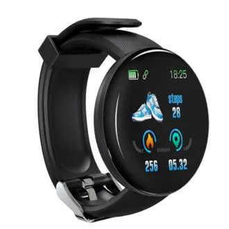 Swadesi Stuff Unisex Black Smartwatch Fitness Tracker With Touch Screen, Bluetooth For Men, Women - Android and iOS (D18+)