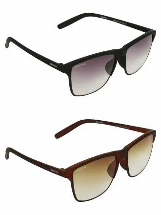 CREATURE Matt Finish Unisex Sunglasses Combo(Lens-Purple & Brown||Frame-Black & Brown||Doit-001-002)