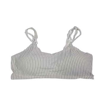 F.Fashiol.com Women's Nylon & Spandex Thin Stripe Pattern Padded Non-Wired Back Closure Bra (Color-White, Size-34)