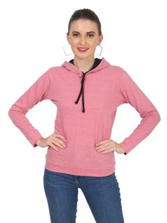 DIAZ Women's Full Sleeve Hooded Neck T Shirt | Women Winter Sweatshirt Hoodies Size XL For Color Pink