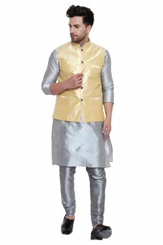 Clothing Mens Clothing Suits & Sport Coats Nehru jacket with kurta pajama,Wedding Dress For men,Kurta pyjama with jacket,indian waist coat,vest Silk Kurta Pajama With Modi Jacket 
