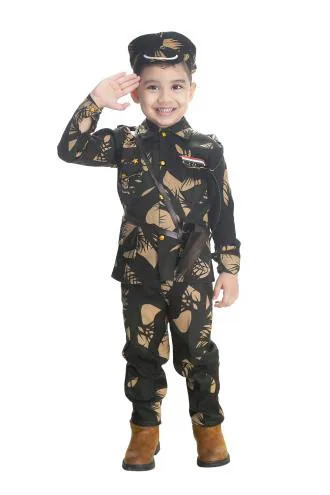NEWGEN BOYS PRINTED ARMY OR BSF DRESS WITH CAP WHISTEL ROPE GUN GUN COVER FOR FANCY DRESS COMPITITION OR REGULAR WEAR