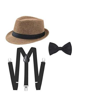 Accery Multicolor Kids Suspender and Bow Tie Set with Hat
