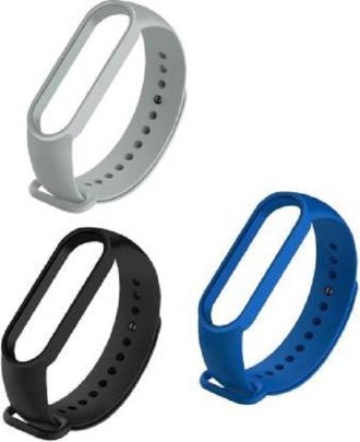Askovid Black, Grey And Blue Replacement Smart Band Strap Combo For Mi 5 Pack of 3