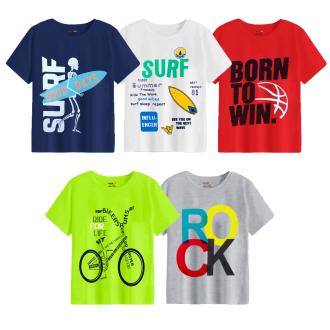 KUCHIPOO Regular Fit Boys T-Shirts, (Pack of 5, Multicolor)