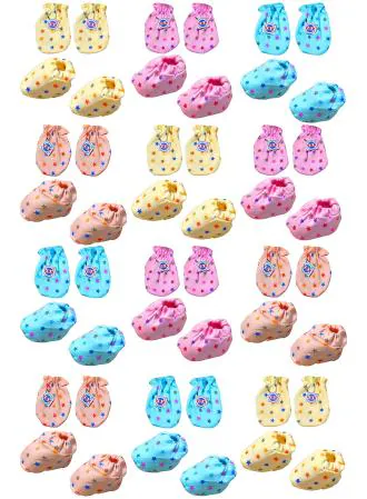 V. B. K Mittens And Booties Combo - 0 - 6 Months (Pack Of 12)