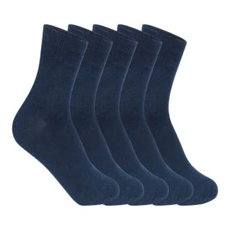 Supersox Kids School Uniform Ankle Length Combed Cotton Navy Color Socks Pack Of 5(7-8 Years)