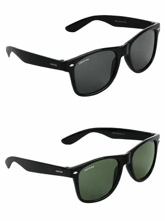 Creature Wayfarer Black & Green Sunglasses Combo (Lens-Black & Green||Frame-Black||SUN-001-003)