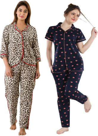 RA Creation Women Multicolor Printed Rayon Top and Pyjama Set