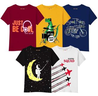KUCHIPOO Regular Fit Boys T-Shirts, (Pack of 5, TSHRT-188)