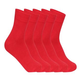 Supersox Kids School Uniform Ankle Length Combed Cotton Red Color Socks Pack Of 5(11-12 Years)