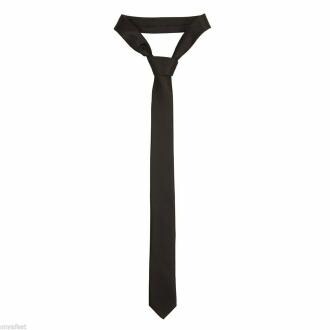 SellnShip Men's Slim Satin Necktie Solid Formal Plain Tie (Black)
