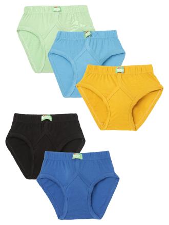 Lux Cozi Boys Multicolor Solid Cotton Pack of 5 Brief