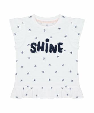 Mothercare Girls White Cotton Printed T-shirt