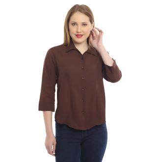 R Cube Women Casual / Office Wear Poly crepe Button Down Shirt