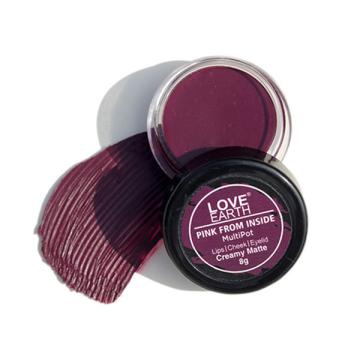 Love Earth Lip Tint & Cheek Tint Multipot - Pink From Inside - Purple 8 gm