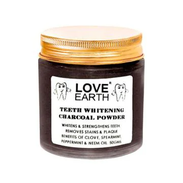 Love Earth Charcoal Teeth Whitening Powder With Peppermint & Neem Oil 50 gm