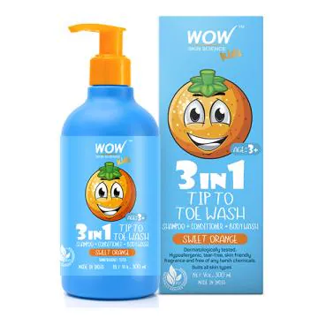 WOW Skin Science Kids 3 in 1 Tip to Toe Wash - Sweet Orange 300 ml