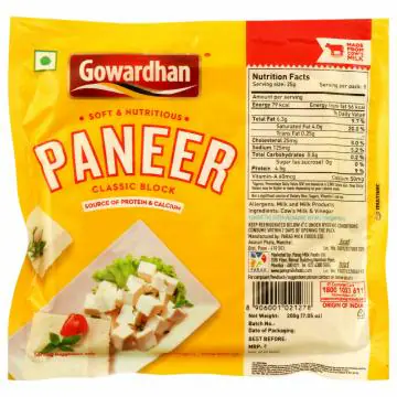 Gowardhan Soft & Nutritious Paneer Classic Block 200 g (Pouch)
