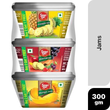 Snac tac 3 in 1 Pineapple, Mango and Mixed Fruit Jam 100 g (Buy 2 Get 1 Free)