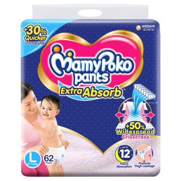MamyPoko Extra Absorb Pants (L) 62 count (9 - 14 kg)