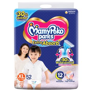 MamyPoko Extra Absorb Pants (XL) 52 count (12 - 17 kg)