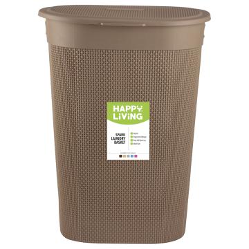 Happy Living Sandy Brown Plastic Laundry Basket 55 L
