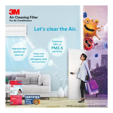 3M Dust, Pollen and Allergen Filter for Split Air Conditioners, UU010497988, White
