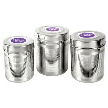 Home One Round Stainless Steel Deep Dabba 550+650+900 ml (Set of 3) (No. 101112)