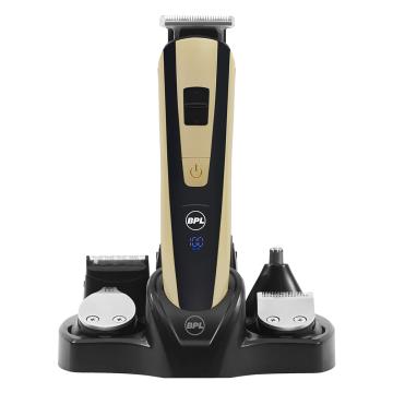 BPL Men's 10-in-1 Grooming Kit with Digital Battery Indicator, 70mins Cordless Usage, Fast Charging, 5-Heads & 5-Comb Length Adjustment, Detachable Heads for easy cleaning, 2 Years Warranty, Black and Light Gold