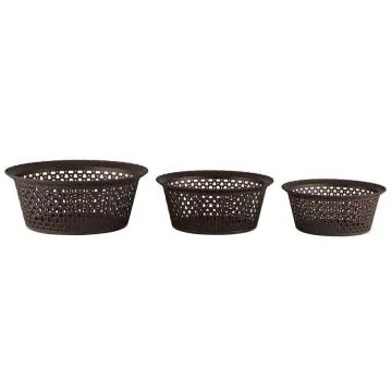 Home One Desire Brown Plastic Basket (Set of 3)