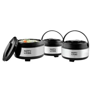 Happy Living Stainless Steel Insulated Casserole 1+1.5+2 L (Set of 3)