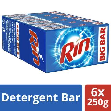 Rin Detergent Bar 250 g (Pack of 6)