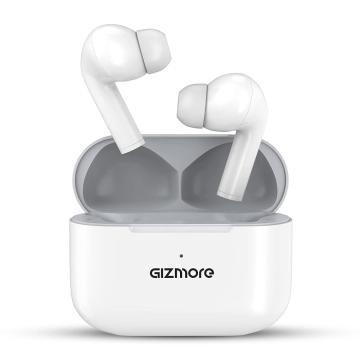 Gizmore GIZBUD 803 Bluetooth Truly Wireless Stereo Earbuds with Mic, Hi-Bass Surround Sound, Touch Response (White)