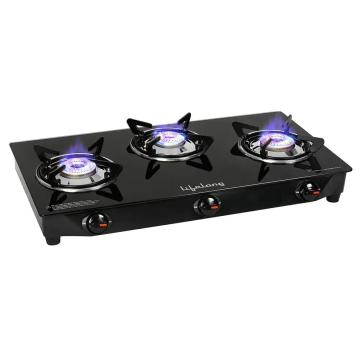 Lifelong LLGS18 3 Burner Cooktop with Manual Ignition (Black)