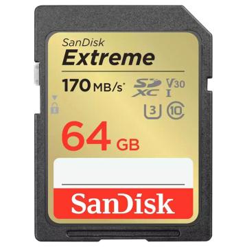 SanDisk 64 GB Extreme SD UHS-I Memory Card with Up to 170 MB/Sec Read Speed