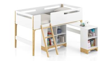 Urban Ladder Galloo Loft Bed With Study (Colour : White)