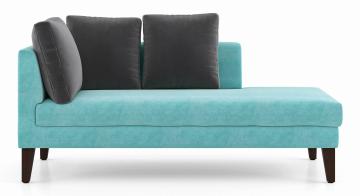 Urban Ladder Sigmund Day Bed (Aligned : Right; Colour : Icy Turquoise Velvet)