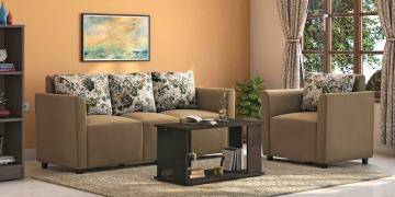 SimplyWud Ella Fabric Sofa (Beige & Brown) (Sofa Material : Fabric; Seater : 1)