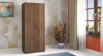 SimplyWud Zoey Engineered Wood 2 Door Wardrobe (Configuration : Without Mirror; Finish : Classic Walnut)