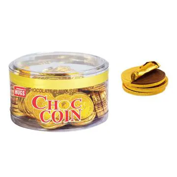 HUGS Choc Coin - Milk Chocolate Gold Coins (75 pcs in The jar)