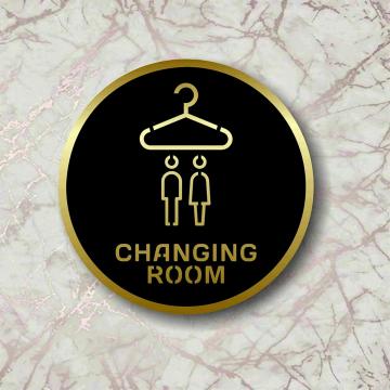 Vertical Root Inc |Changing Room Black Gold Self adhesive Sign 5.8 inch by 5.8 inch, Mall Business Stores Cafe Shop Hospital School Office Hotel corporate