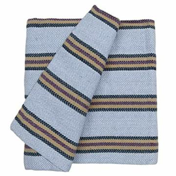 Arvore Blue Striped Khadi Cotton Handloom Thick And Heavy Beautiful Khes Comforter Chadar Single Ac Blanket