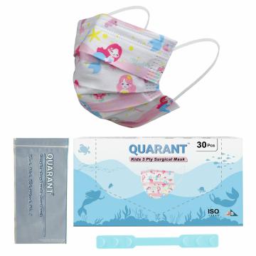 QUARANT 3 Ply Kids Designer Meltblown Face Mask with Mask Extender and Reusable Travel Pouch for Boys & Girls, Children Aged 5 to 12 Years (Princess Mermaid Design, Pack of 30)