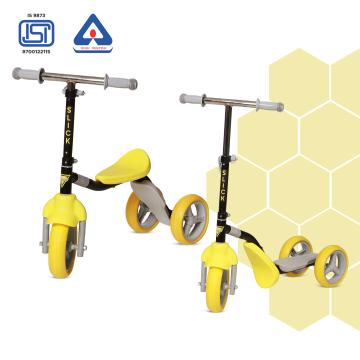 Dash Three-Wheel Transforming Scooter & Balance Trike, 2-in-1 Adjustable Ride-On for Capacity 25kg (1+ Years, Yellow)